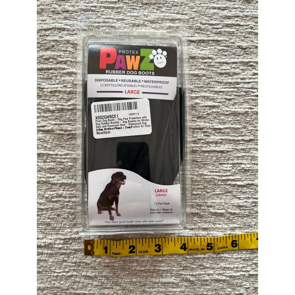 NWT opened Protex Pawz Rubber Dog Boots large set 12 black pet paws summer heat
